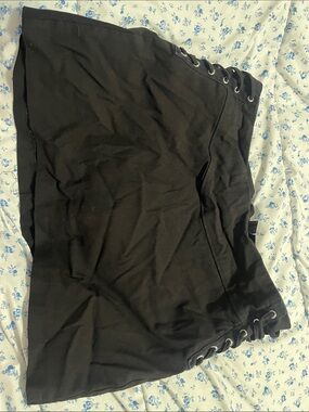 Black Lace-Up Mini Skirt